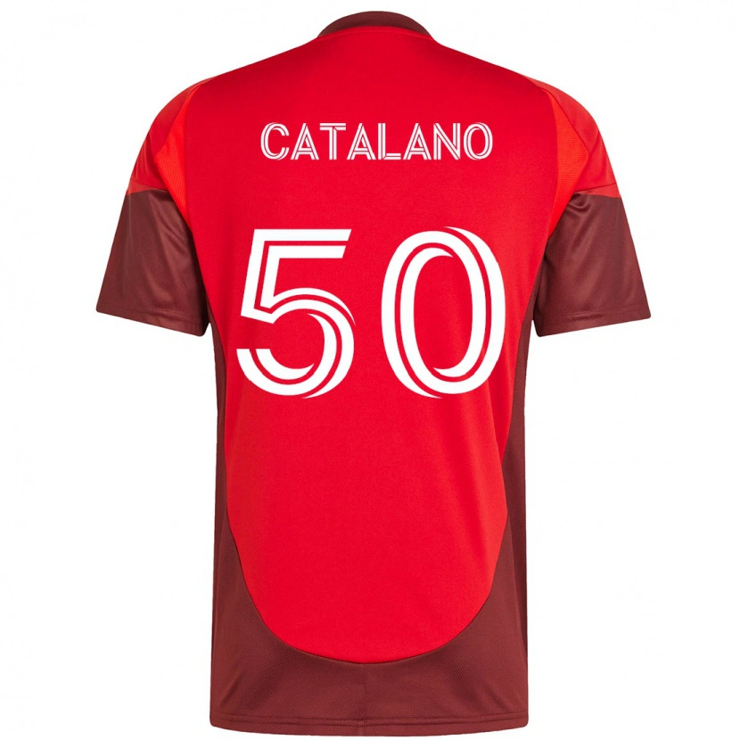 Danxen Dames Gianluca Catalano #50 Rood Wit Thuisshirt Thuistenue 2025/26 T-Shirt