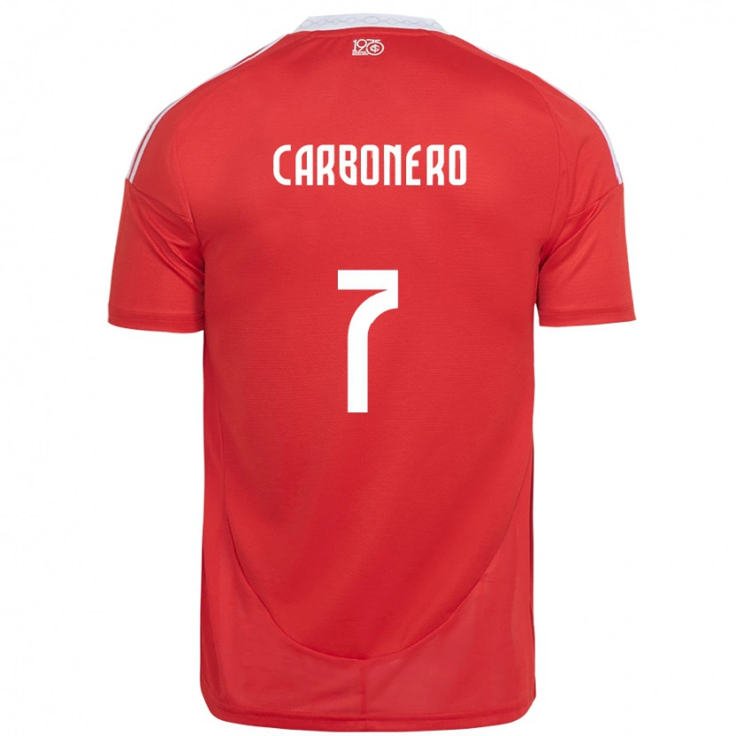 Danxen Dames Johan Carbonero #7 Rood Wit Thuisshirt Thuistenue 2025/26 T-Shirt