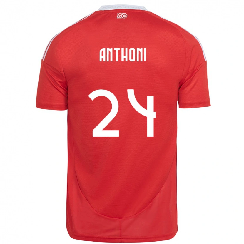 Danxen Dames Anthoni #24 Rood Wit Thuisshirt Thuistenue 2025/26 T-Shirt