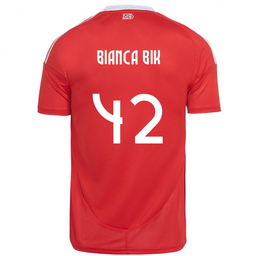 Danxen Dames Bianca Bik #42 Rood Wit Thuisshirt Thuistenue 2025/26 T-Shirt