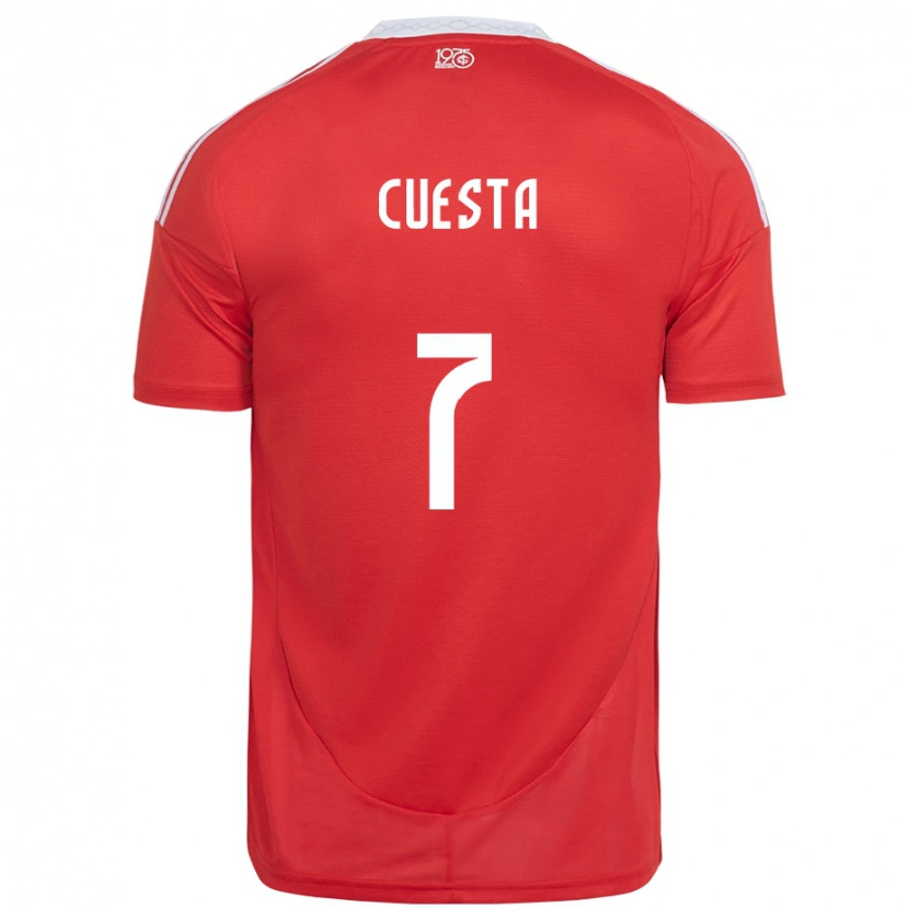 Danxen Dames Juan Manuel Cuesta #7 Rood Wit Thuisshirt Thuistenue 2025/26 T-Shirt