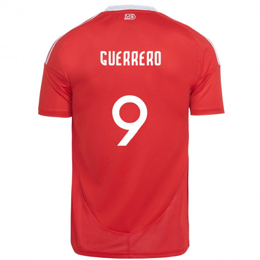 Danxen Dames Paolo Guerrero #9 Rood Wit Thuisshirt Thuistenue 2025/26 T-Shirt