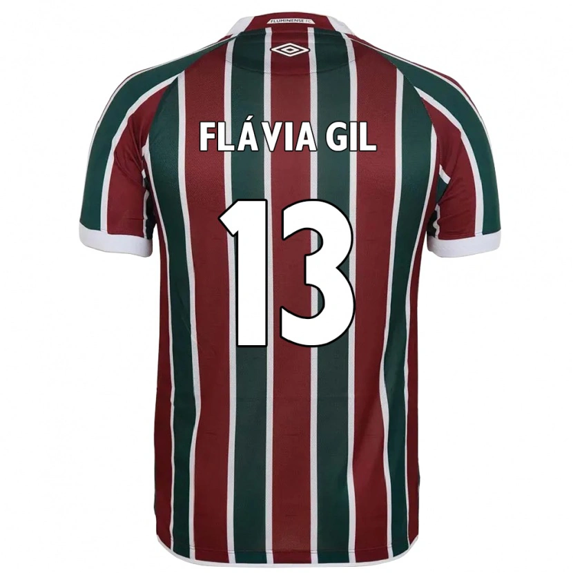 Danxen Dames Flávia Gil #13 Groen Maroon Wit Thuisshirt Thuistenue 2025/26 T-Shirt