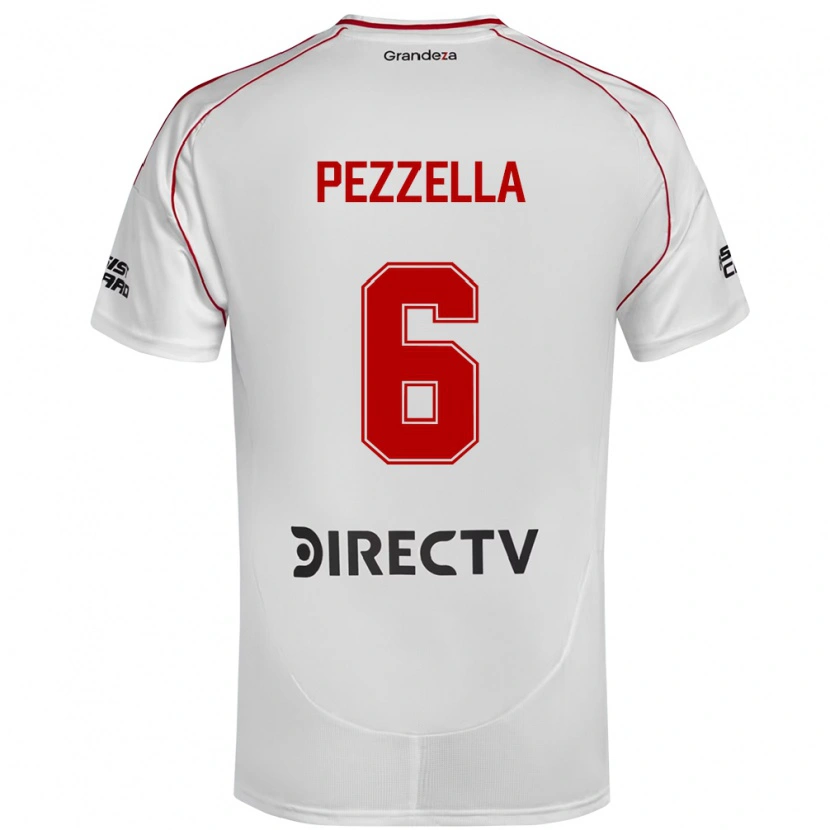 Danxen Dames Germán Pezzella #6 Wit Rood Thuisshirt Thuistenue 2025/26 T-Shirt