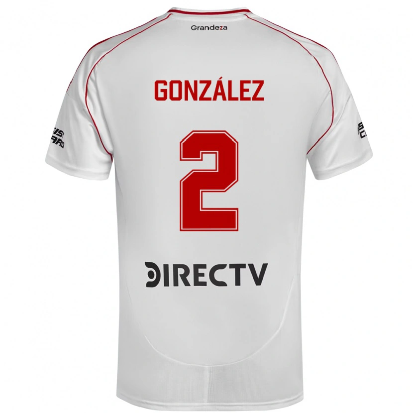 Danxen Dames Giuliana González #2 Wit Rood Thuisshirt Thuistenue 2025/26 T-Shirt