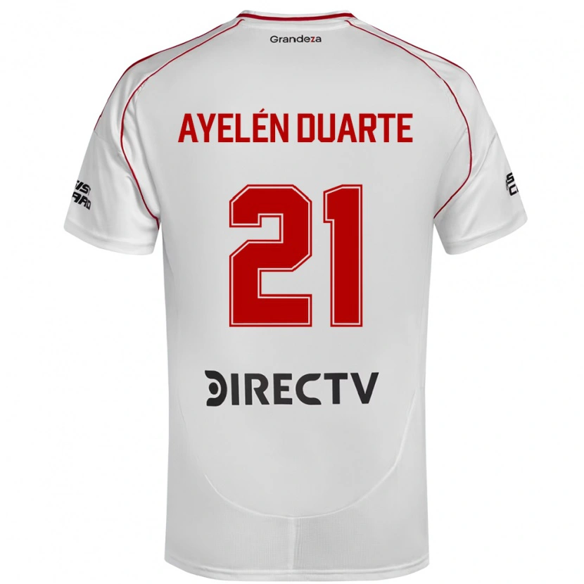 Danxen Dames Camila Ayelén Duarte #21 Wit Rood Thuisshirt Thuistenue 2025/26 T-Shirt
