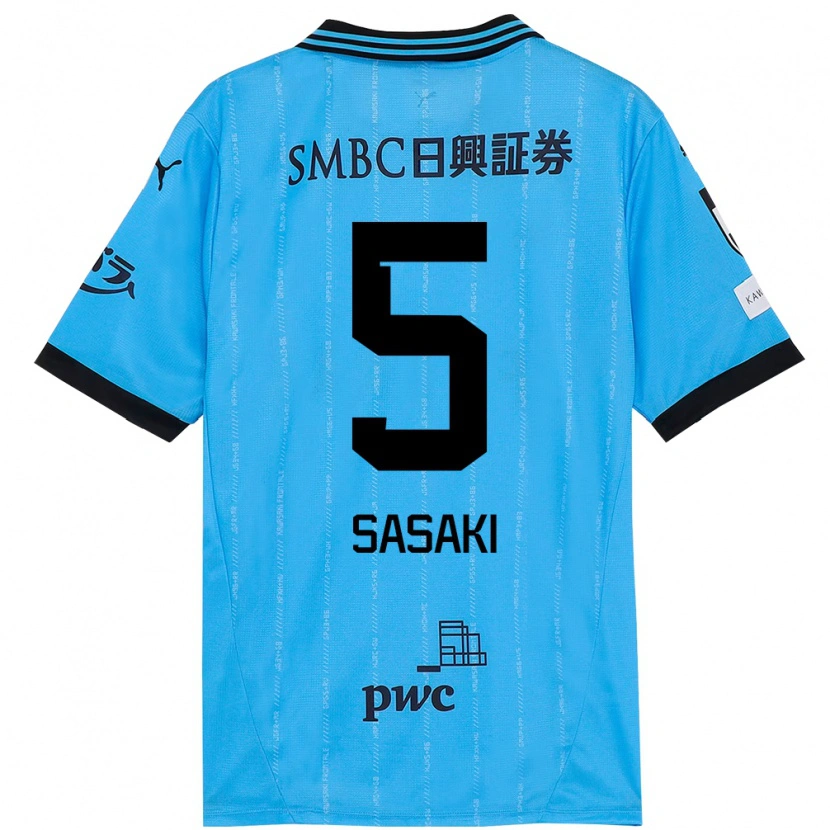 Danxen Dames Asahi Sasaki #5 Hemelsblauw Zwart Thuisshirt Thuistenue 2025/26 T-Shirt