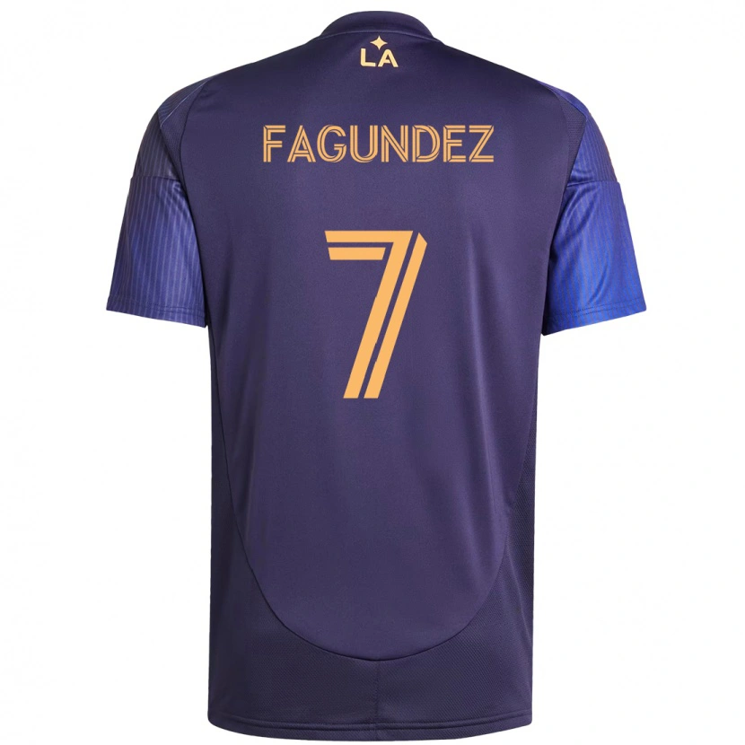 Danxen Dames Diego Fagúndez #7 Paars Blauw Uitshirt Uittenue 2025/26 T-Shirt