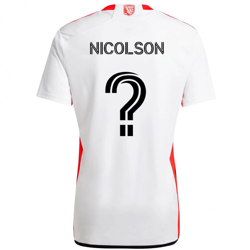 Danxen Dames John Nicolson #0 Wit Rood Uitshirt Uittenue 2025/26 T-Shirt