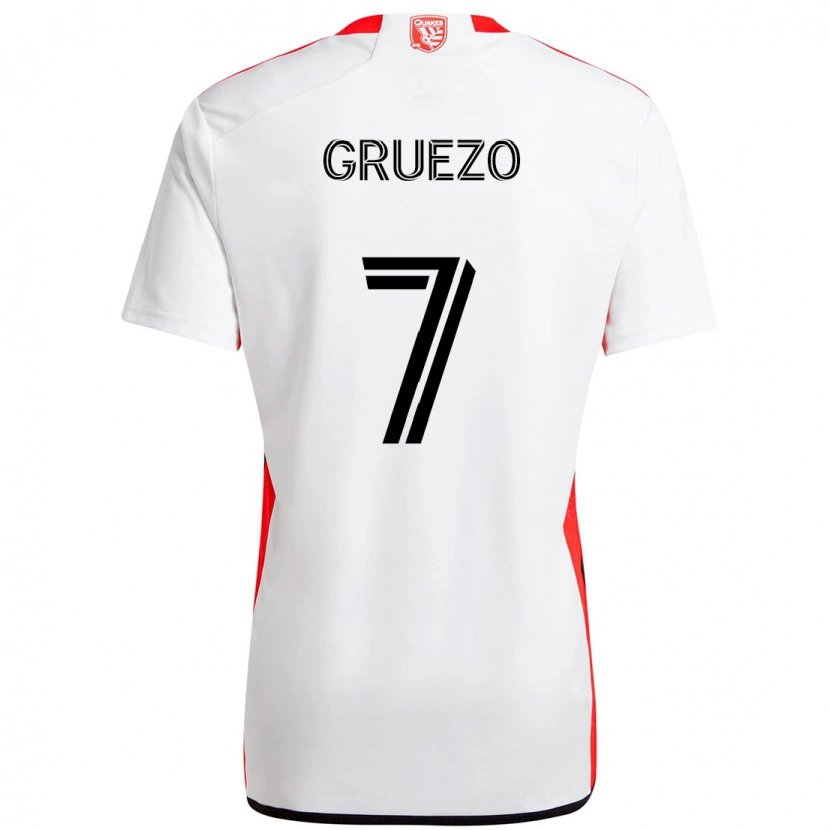 Danxen Dames Carlos Gruezo #7 Wit Rood Uitshirt Uittenue 2025/26 T-Shirt