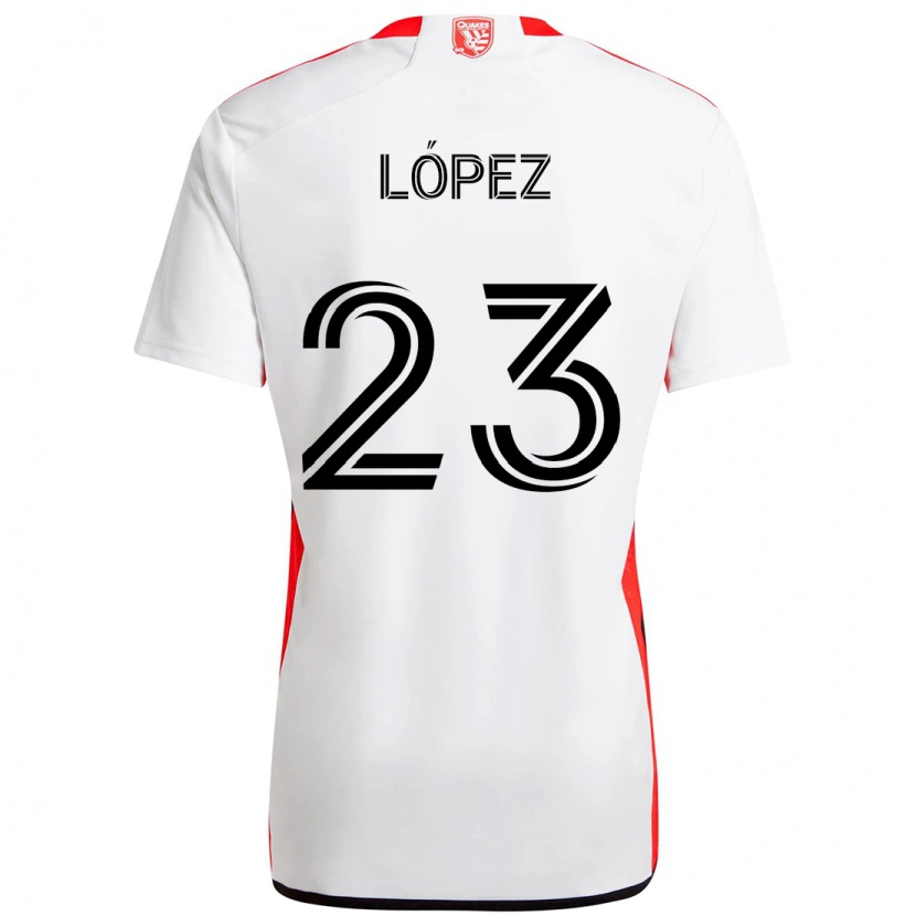Danxen Dames Hernán López #23 Wit Rood Uitshirt Uittenue 2025/26 T-Shirt