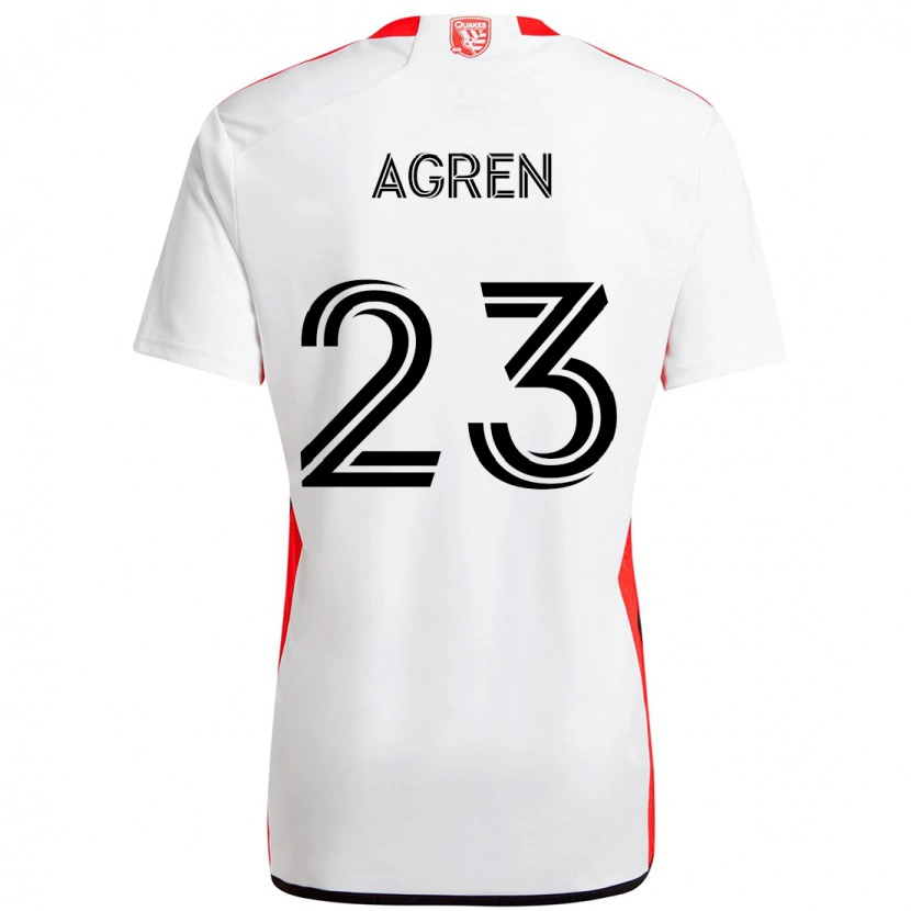 Danxen Dames Oskar Agren #23 Wit Rood Uitshirt Uittenue 2025/26 T-Shirt