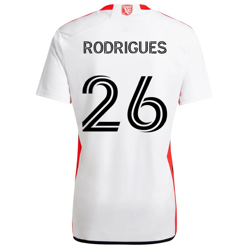 Danxen Dames Rodrigues #26 Wit Rood Uitshirt Uittenue 2025/26 T-Shirt