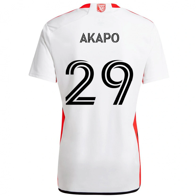 Danxen Dames Carlos Akapo #29 Wit Rood Uitshirt Uittenue 2025/26 T-Shirt