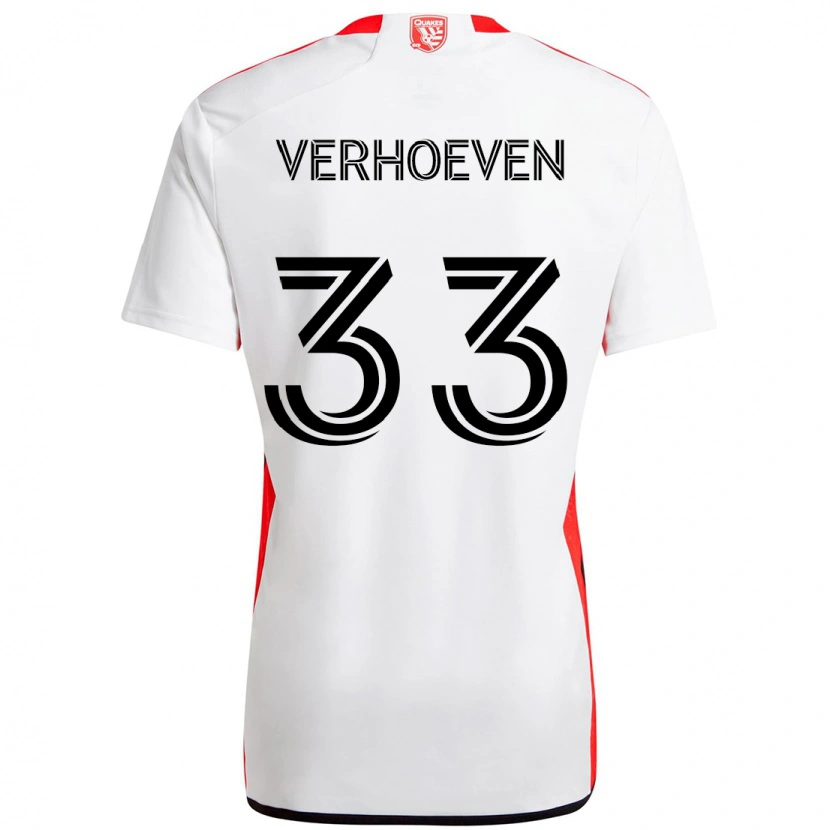 Danxen Dames Oscar Verhoeven #33 Wit Rood Uitshirt Uittenue 2025/26 T-Shirt