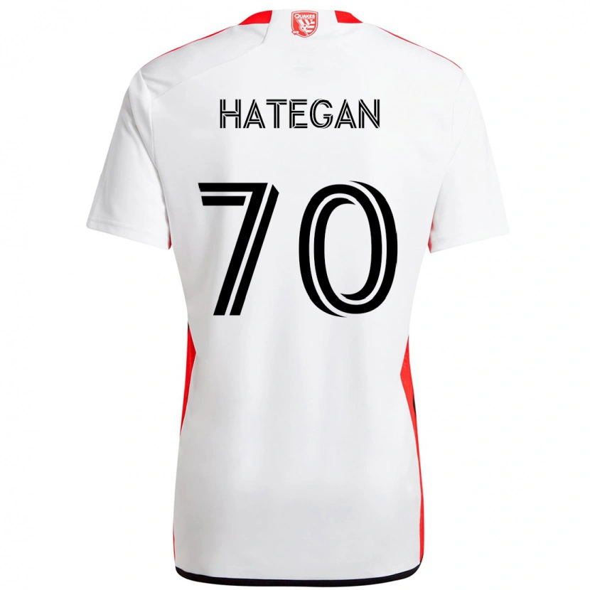 Danxen Dames Roberto Hategan #70 Wit Rood Uitshirt Uittenue 2025/26 T-Shirt