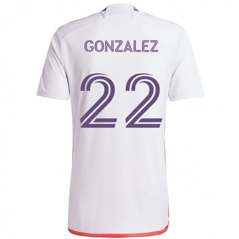 Danxen Dames Gastón González #22 Wit Paars Uitshirt Uittenue 2025/26 T-Shirt