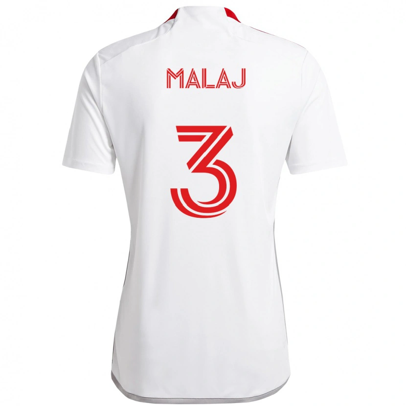 Danxen Dames Albert Malaj #3 Wit Rood Uitshirt Uittenue 2025/26 T-Shirt