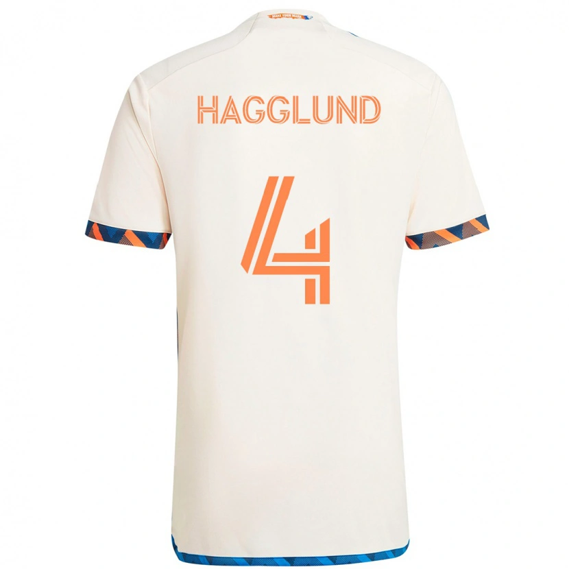 Danxen Dames Nick Hagglund #4 Wit Blauw Oranje Uitshirt Uittenue 2025/26 T-Shirt