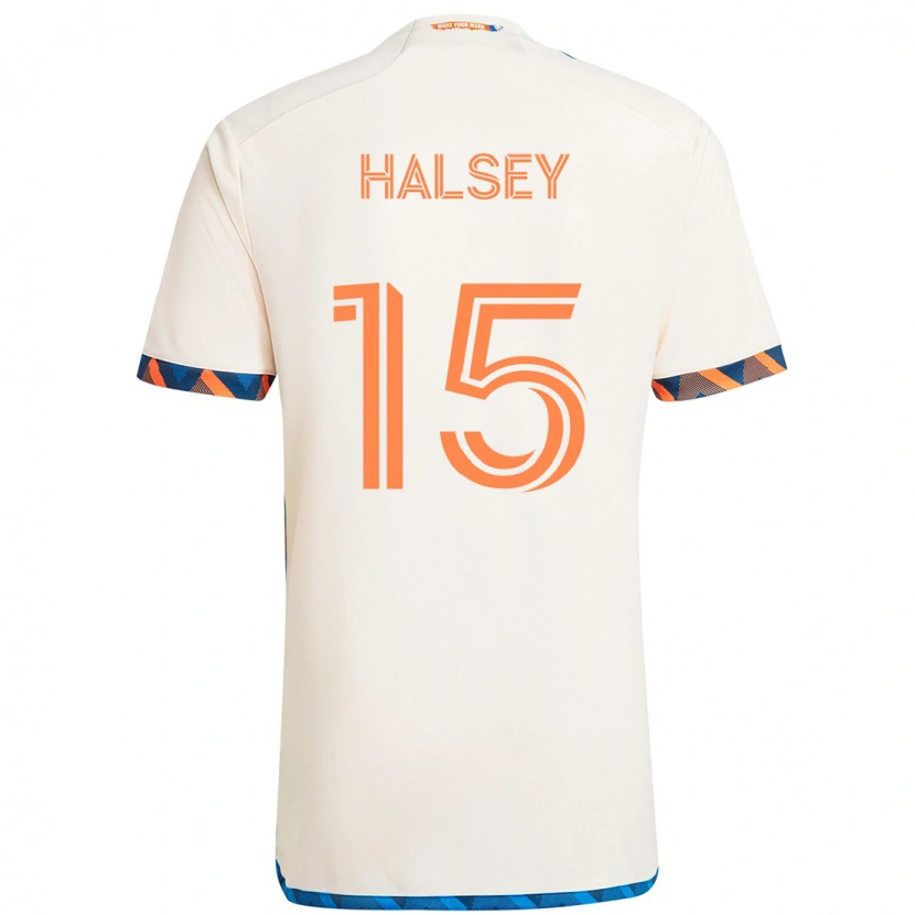 Danxen Dames Bret Halsey #15 Wit Blauw Oranje Uitshirt Uittenue 2025/26 T-Shirt
