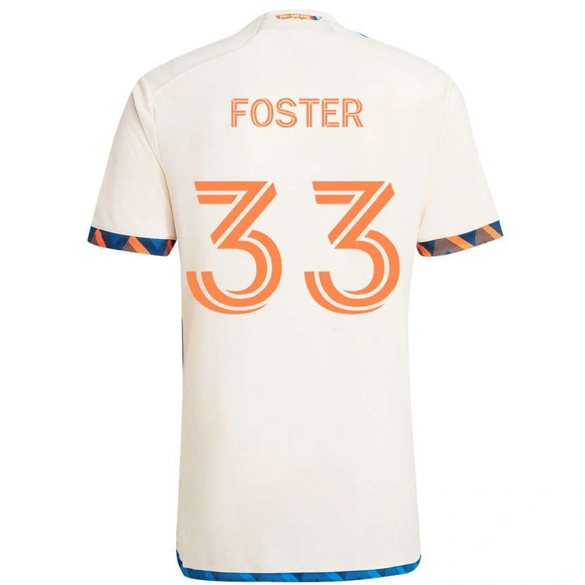 Danxen Dames Isaiah Foster #33 Wit Blauw Oranje Uitshirt Uittenue 2025/26 T-Shirt