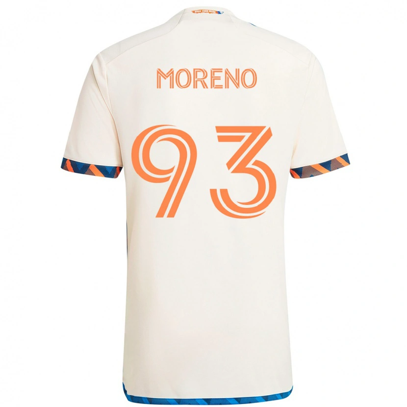 Danxen Dames Júnior Moreno #93 Wit Blauw Oranje Uitshirt Uittenue 2025/26 T-Shirt
