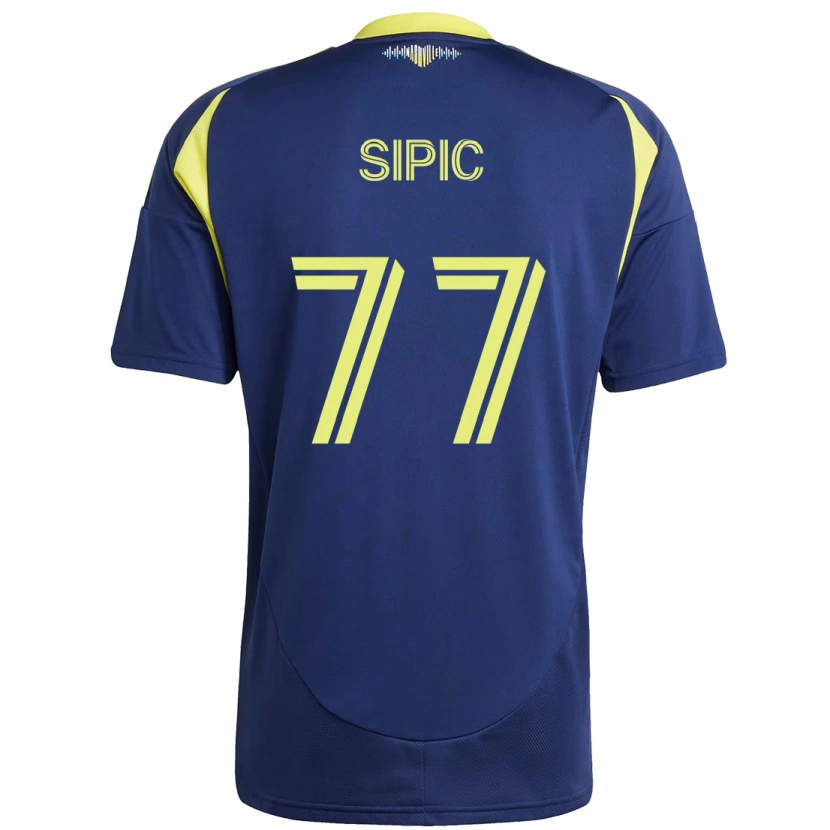 Danxen Dames Adem Sipić #77 Marineblauw Geel Uitshirt Uittenue 2025/26 T-Shirt