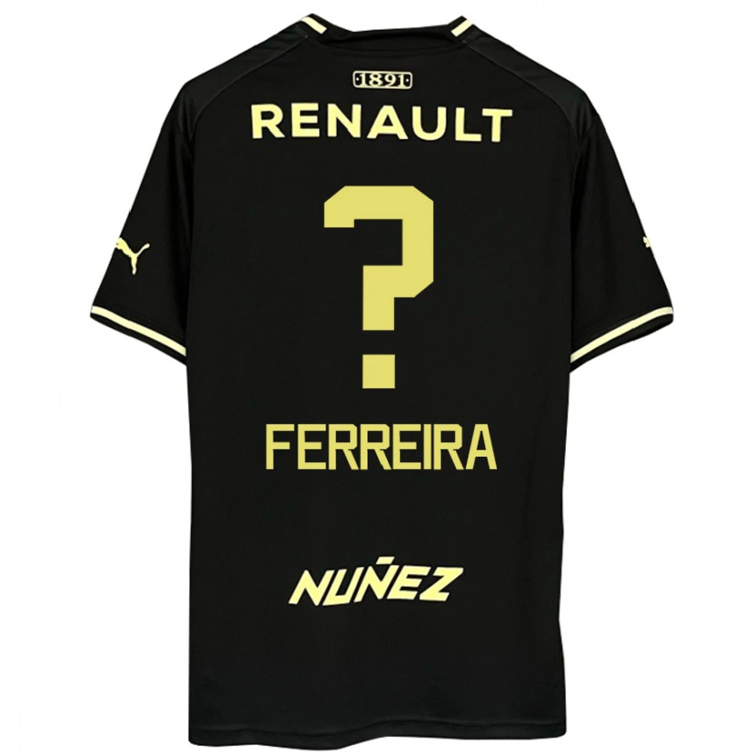 Danxen Dames Matías Ferreira #0 Zwart Geel Uitshirt Uittenue 2025/26 T-Shirt