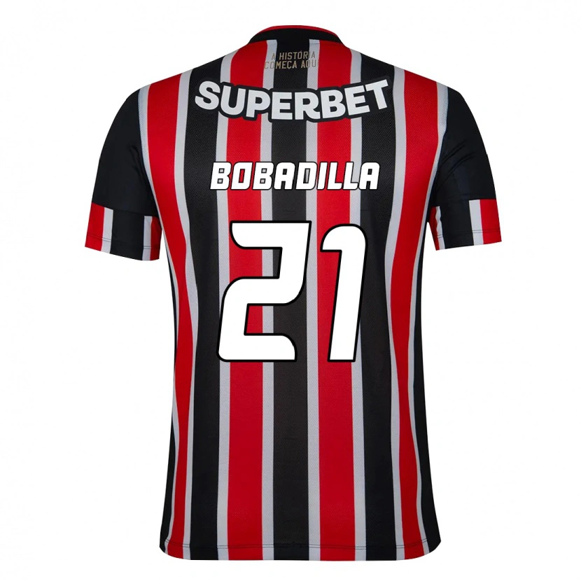 Danxen Dames Damián Bobadilla #21 Zwart Rood Uitshirt Uittenue 2025/26 T-Shirt