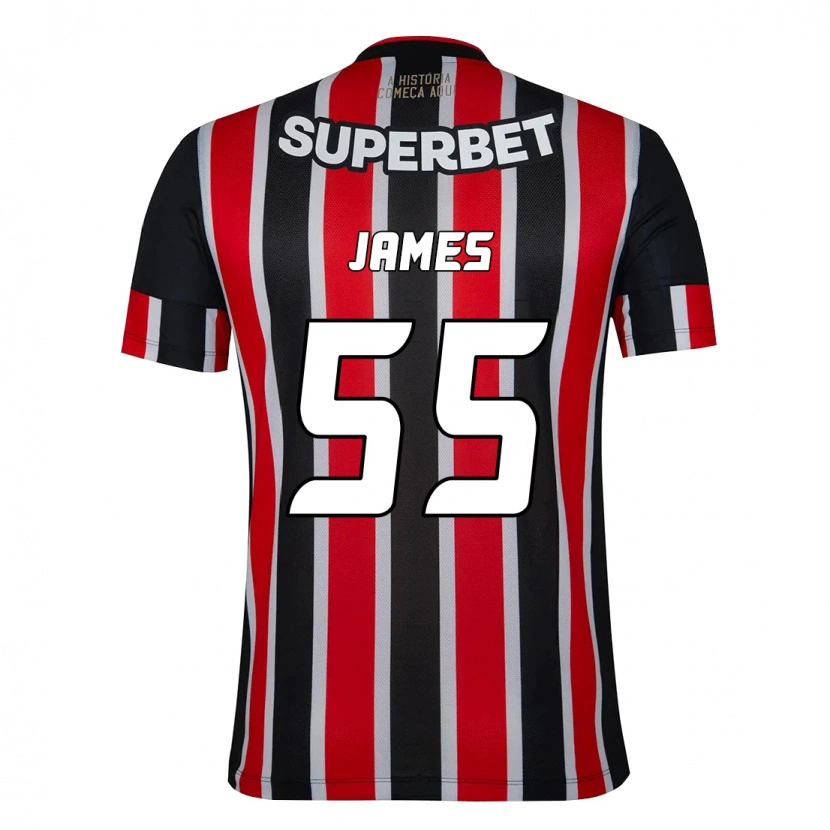 Danxen Dames James Rodriguez #55 Zwart Rood Uitshirt Uittenue 2025/26 T-Shirt