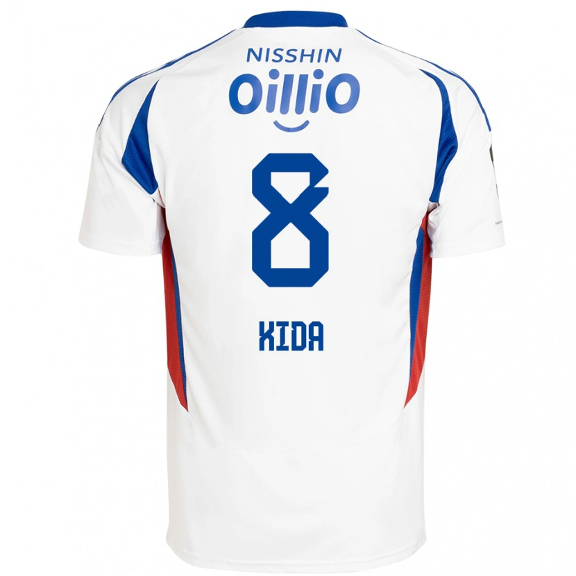 Danxen Dames Takuya Kida #8 Wit Koningsblauw Uitshirt Uittenue 2025/26 T-Shirt