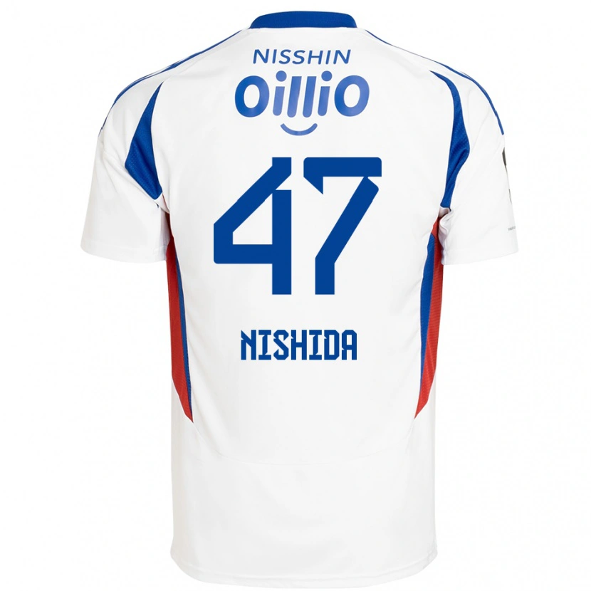 Danxen Dames Yusuke Nishida #47 Wit Koningsblauw Uitshirt Uittenue 2025/26 T-Shirt