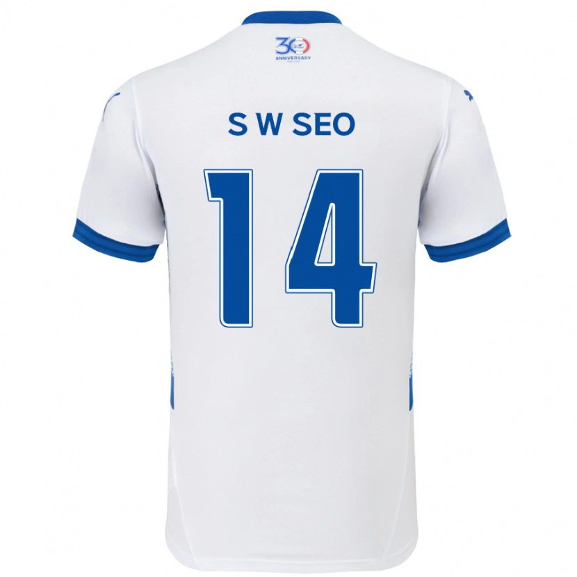 Danxen Dames Woo-Seong Seo #14 Wit Koningsblauw Uitshirt Uittenue 2025/26 T-Shirt