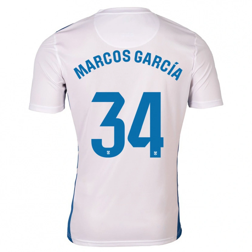 Danxen Dames Marcos García #34 Wit Blauw Thuisshirt Thuistenue 2025/26 T-Shirt