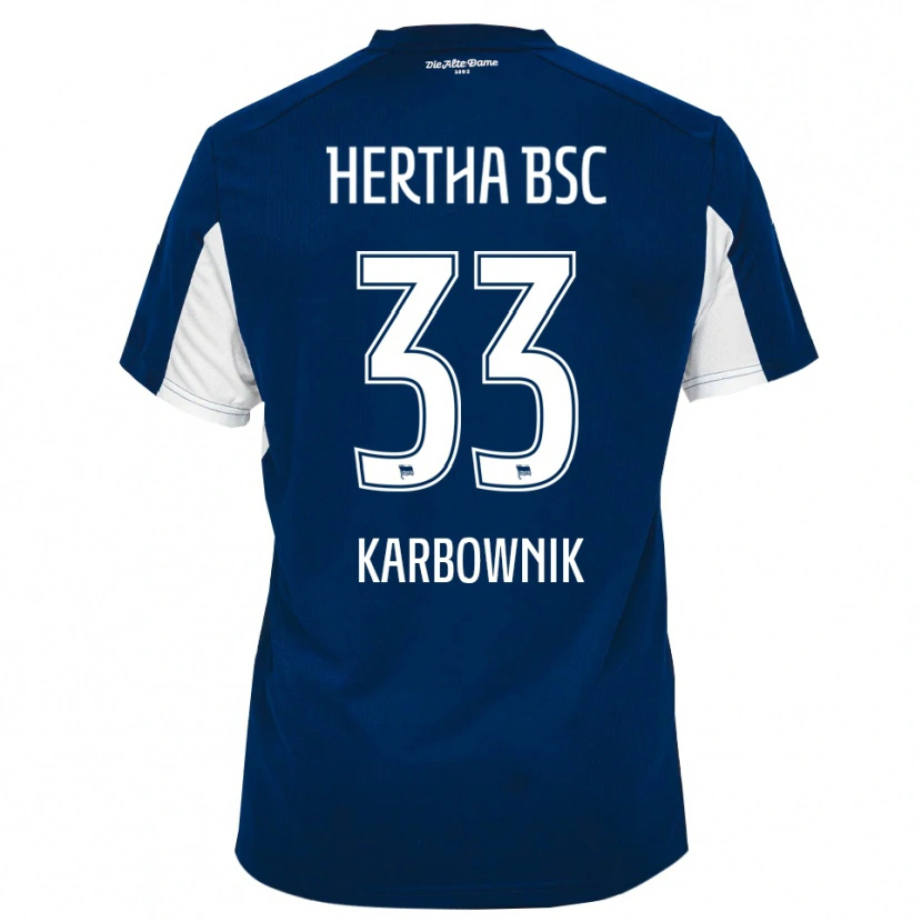 Danxen Dames Michal Karbownik #33 Wit Blauw Thuisshirt Thuistenue 2025/26 T-Shirt