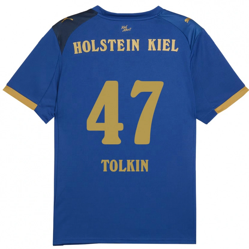 Danxen Dames John Tolkin #47 Blauw Goud Thuisshirt Thuistenue 2025/26 T-Shirt
