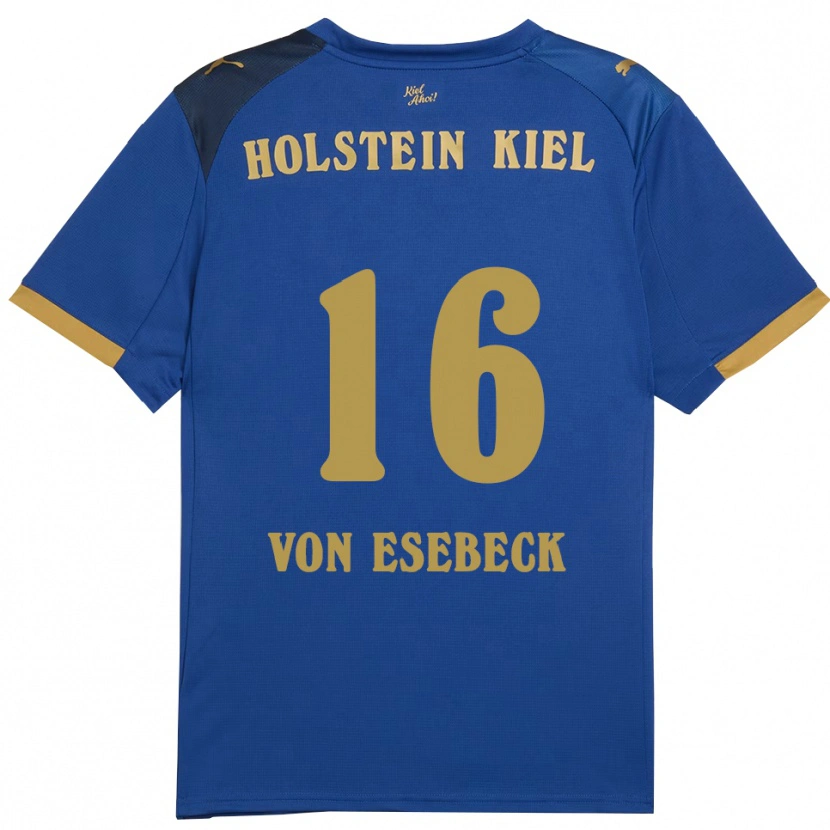 Danxen Dames Oskar Von Esebeck #16 Blauw Goud Thuisshirt Thuistenue 2025/26 T-Shirt