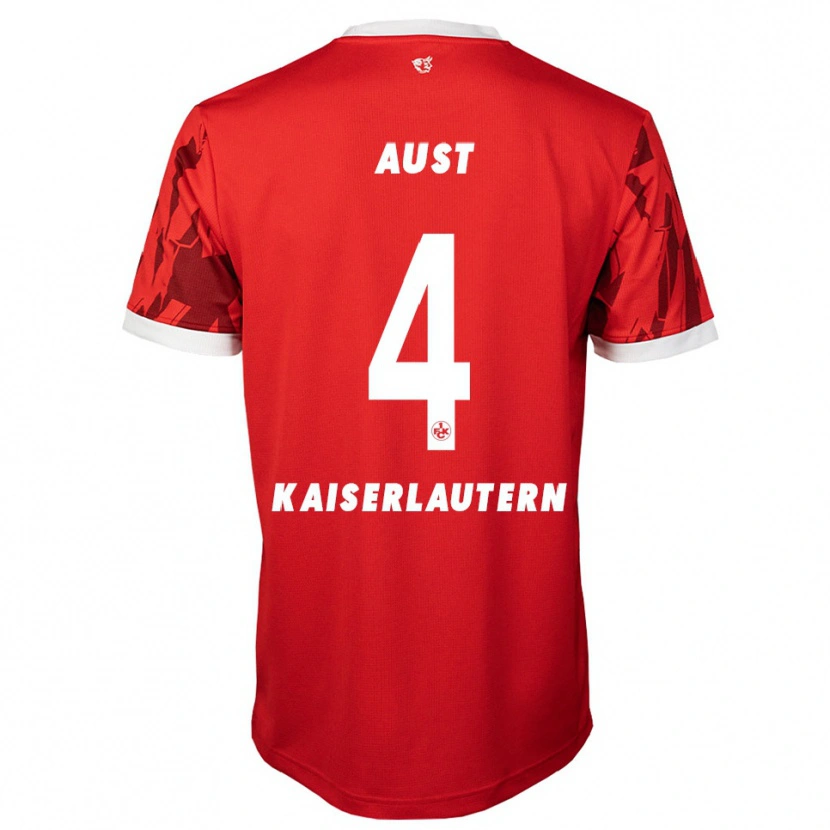 Danxen Dames Luca Aust #4 Rood Wit Thuisshirt Thuistenue 2025/26 T-Shirt