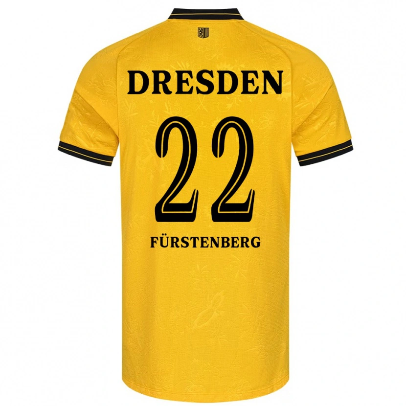 Danxen Dames Mattis Fürstenberg #22 Geel Zwart Thuisshirt Thuistenue 2025/26 T-Shirt
