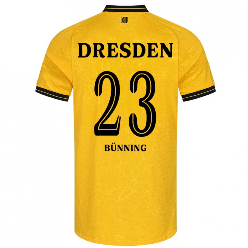 Danxen Dames Lars Bünning #23 Geel Zwart Thuisshirt Thuistenue 2025/26 T-Shirt