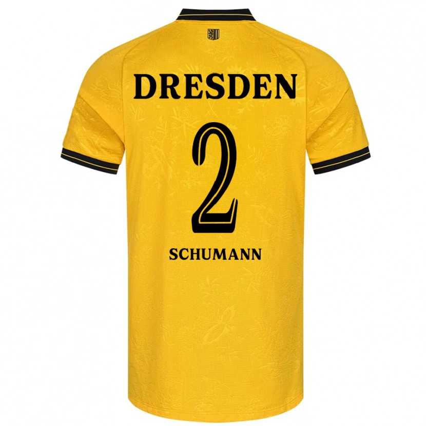 Danxen Dames Anton Schumann #2 Geel Zwart Thuisshirt Thuistenue 2025/26 T-Shirt