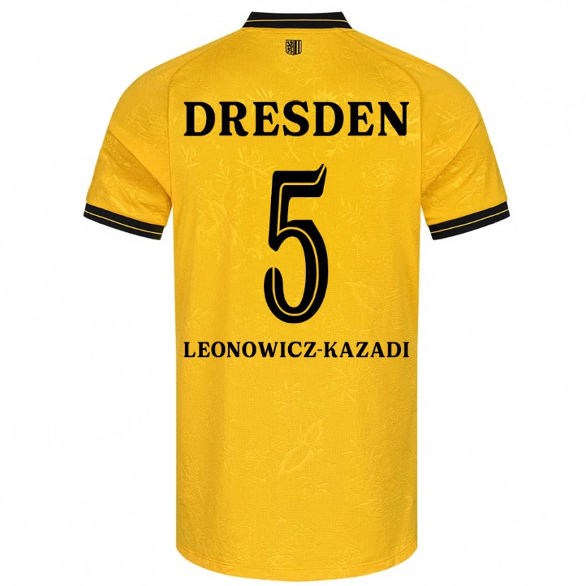 Danxen Dames Jonathan Leonowicz-Kazadi #5 Geel Zwart Thuisshirt Thuistenue 2025/26 T-Shirt