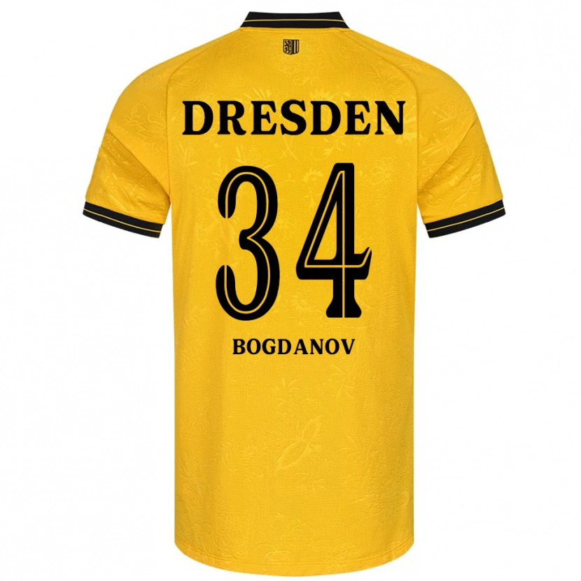 Danxen Dames Dmytro Bogdanov #34 Geel Zwart Thuisshirt Thuistenue 2025/26 T-Shirt