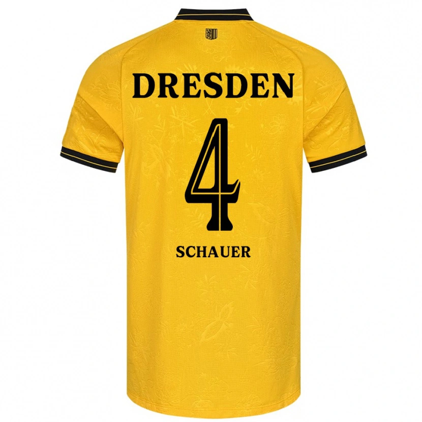 Danxen Dames Maurice Schauer #4 Geel Zwart Thuisshirt Thuistenue 2025/26 T-Shirt