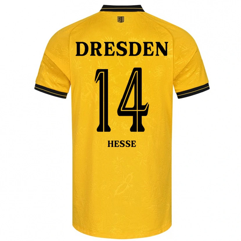 Danxen Dames Henrik Heße #14 Geel Zwart Thuisshirt Thuistenue 2025/26 T-Shirt