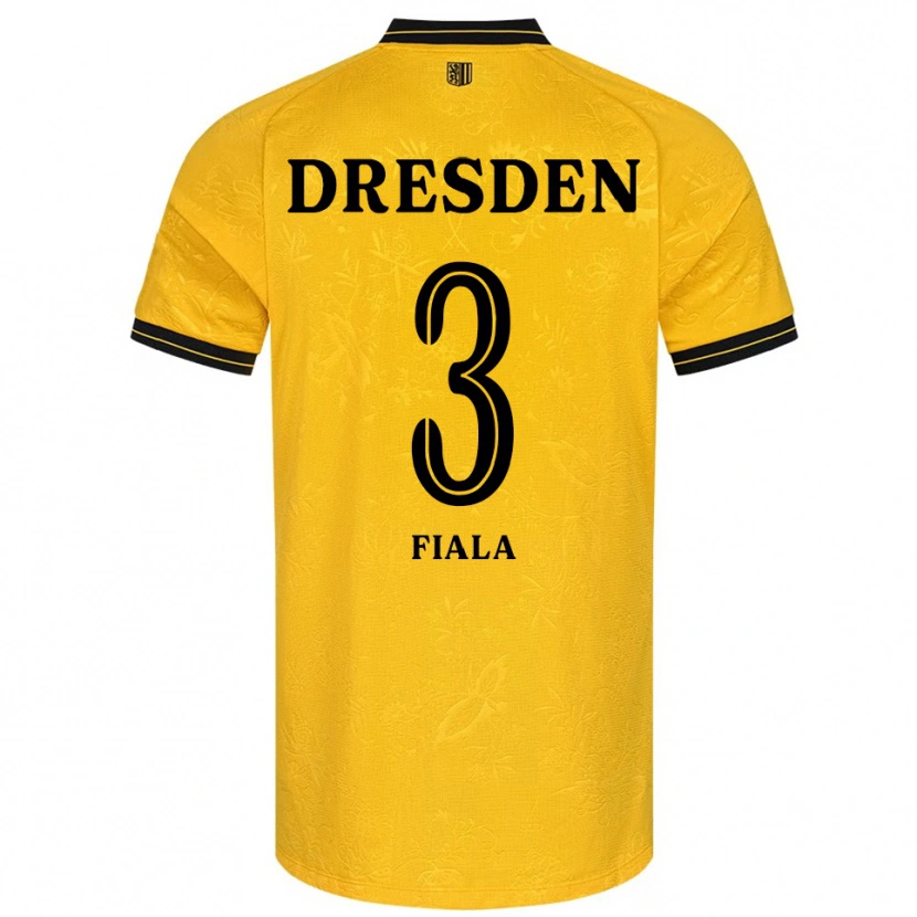 Danxen Dames Matej Fiala #3 Geel Zwart Thuisshirt Thuistenue 2025/26 T-Shirt
