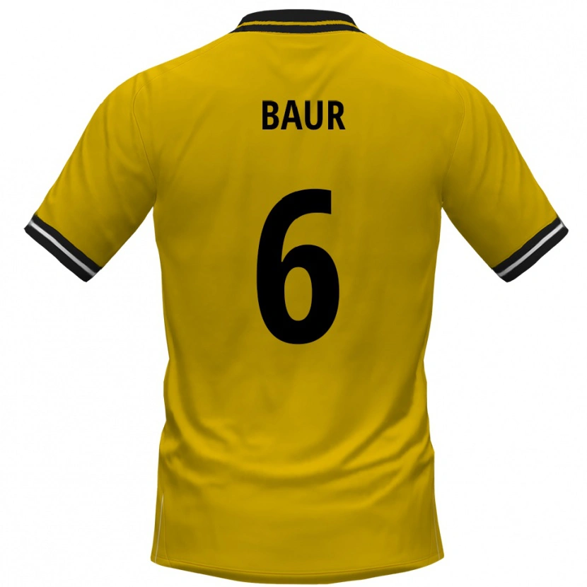 Danxen Dames Mauro Baur #6 Geel Zwart Thuisshirt Thuistenue 2025/26 T-Shirt