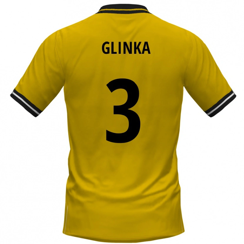 Danxen Dames Tim Glinka #3 Geel Zwart Thuisshirt Thuistenue 2025/26 T-Shirt