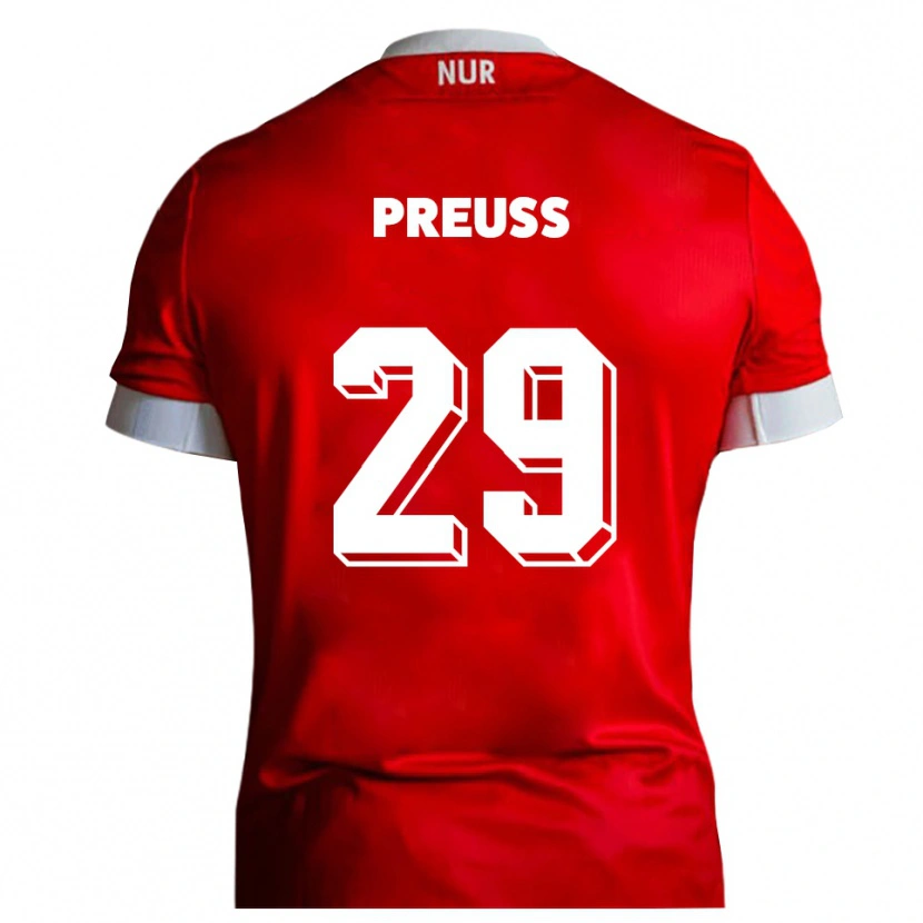 Danxen Dames Marlon Preuß #29 Rood Wit Thuisshirt Thuistenue 2025/26 T-Shirt