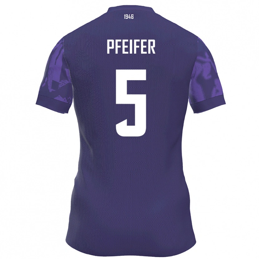 Danxen Dames Emil Pfeifer #5 Paars Wit Thuisshirt Thuistenue 2025/26 T-Shirt